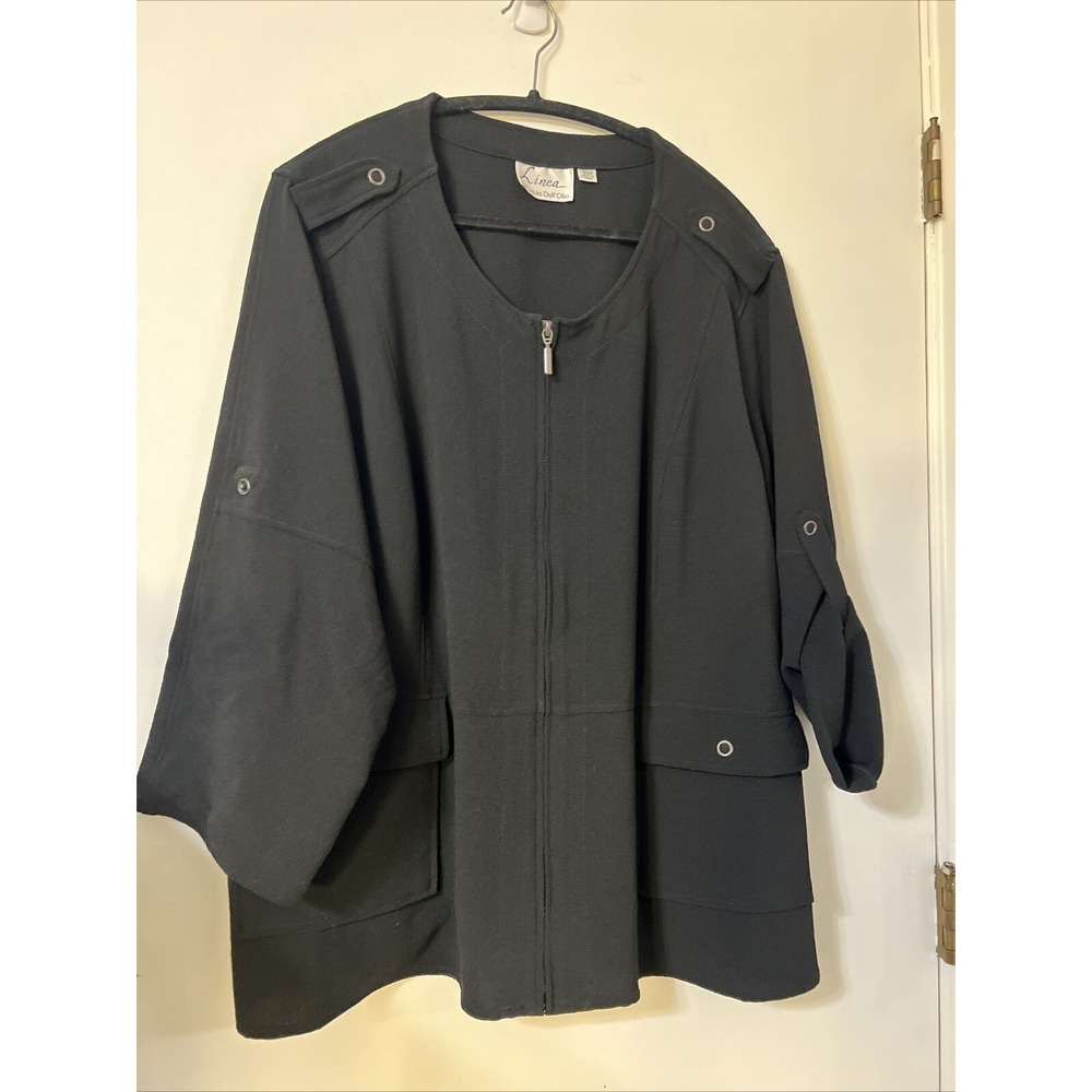 Linea by Louis Dell'Olio Cardigan Jacket Size 27W  Zip‎ Front Black Pockets